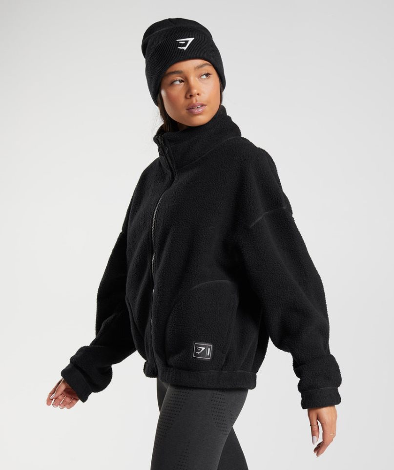 Women's Gymshark Sherpa Jackets Black | CA 13D0N6